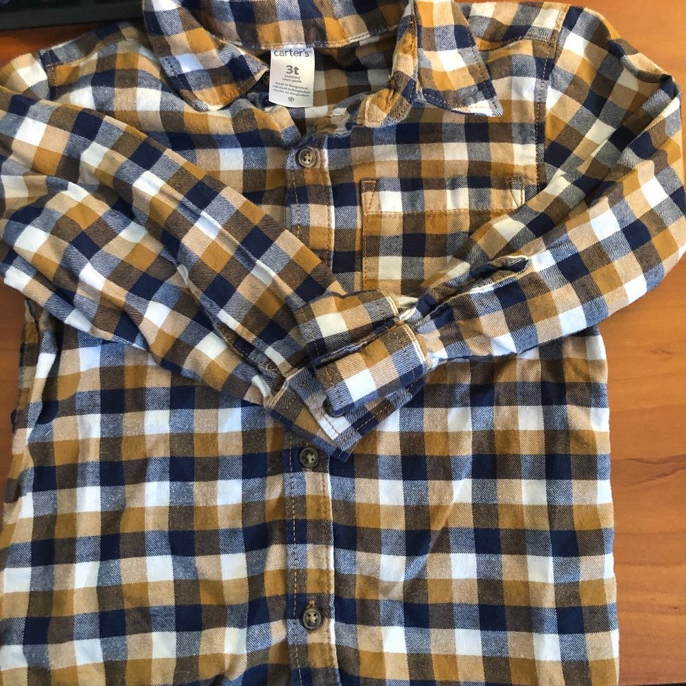 Carters 3T brown and navy flannel